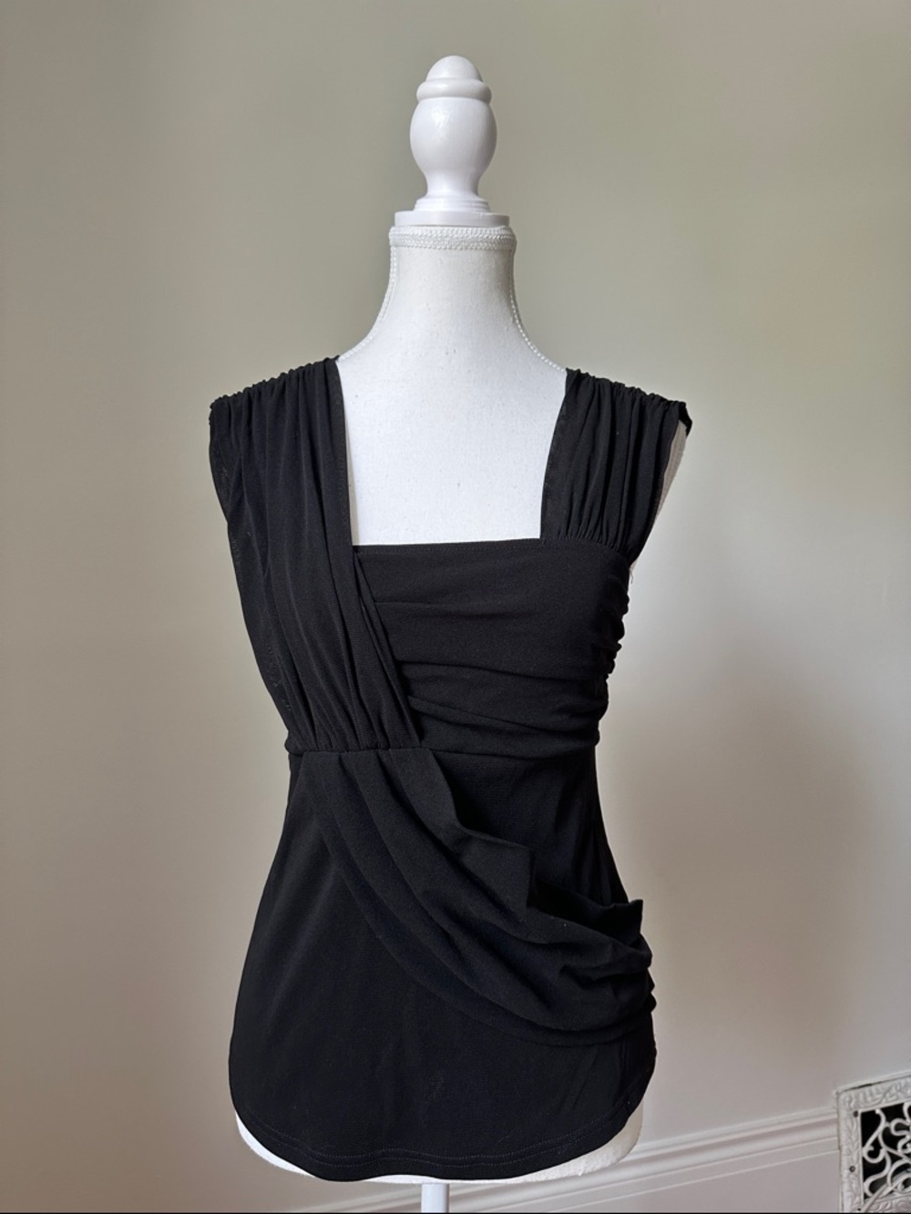 TENSION Vintage Black Whimsigoth Punk Feminine Drapey Tank Top‎ Size Small